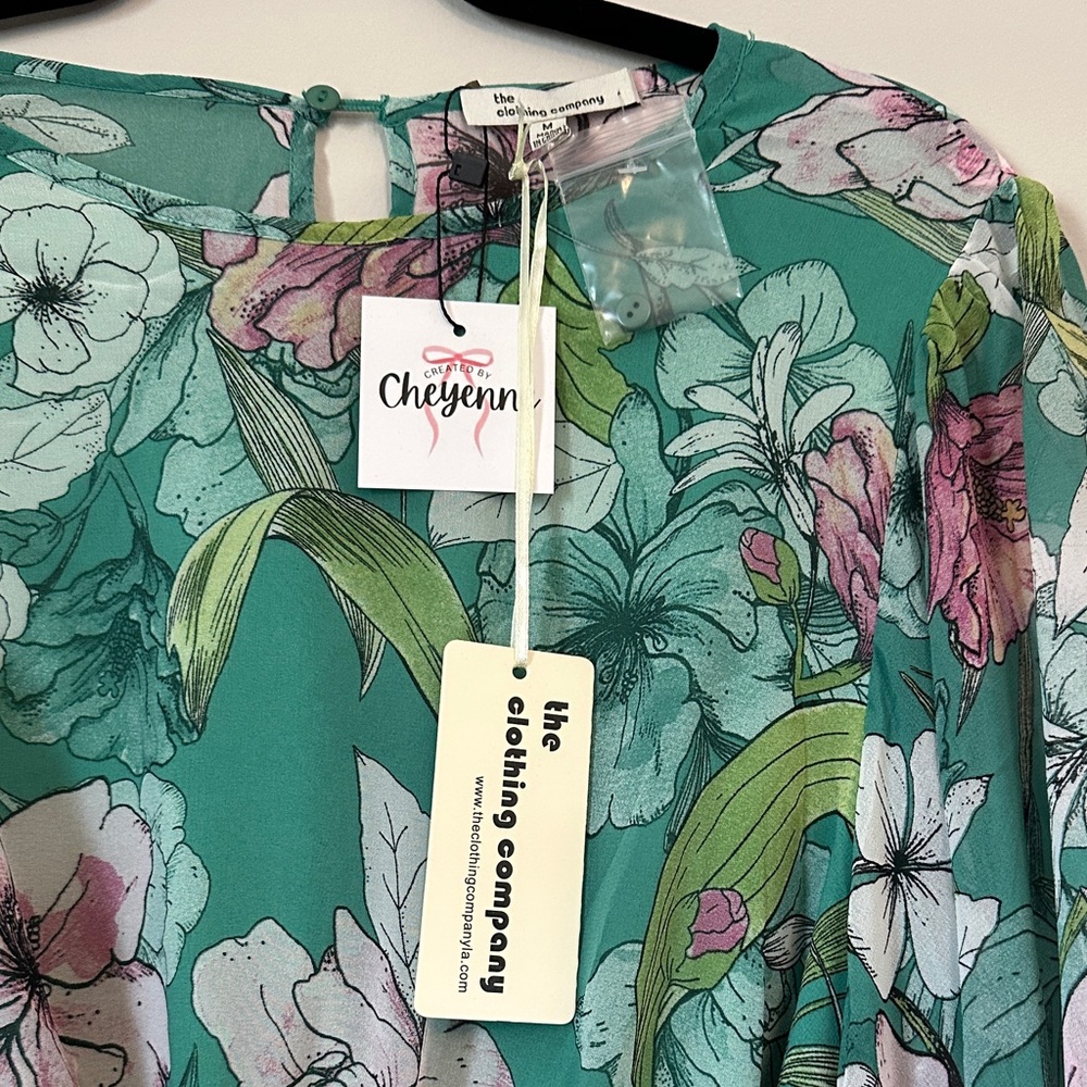 The Clothing Company Floral Teal and Pink Mini Dress - Picture 5 of 9